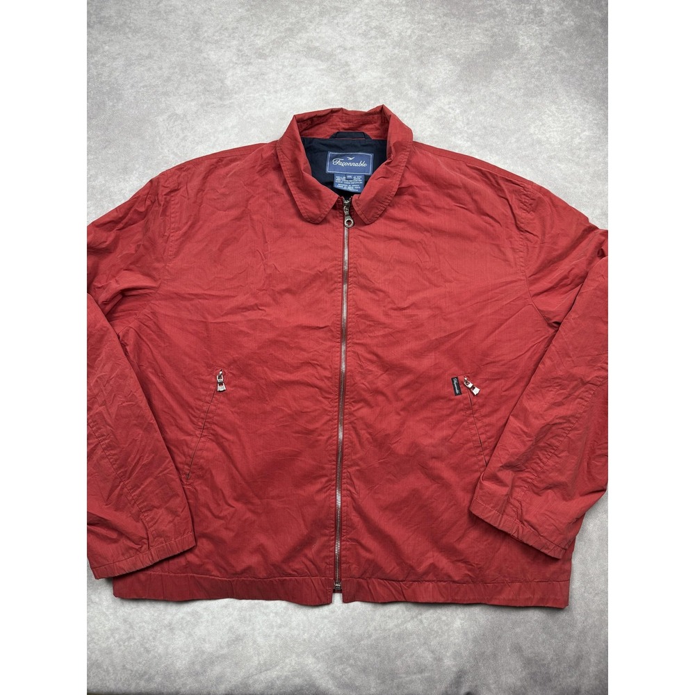 Vintage Faconnable Jacket Mens 2XL‎ Red Full Zip Lightweight Hong Kong